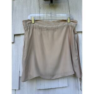 Society for Rational Dress Silk Wrap Mini Skirt Beige Tie Waist Feminine Size XS